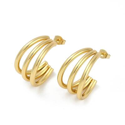 PVD Vacuum Plating 201 Stainless Steel Moon Stud Earrings for Women