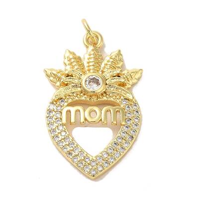 Mother's Day Brass Micro Pave Clear Cubic Zirconia Pendants