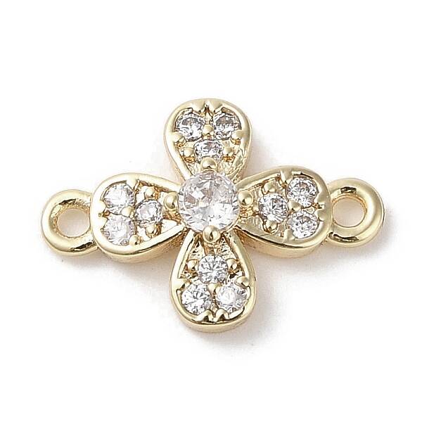 Brass Pave Clear Cubic Zirconia Connector Charms