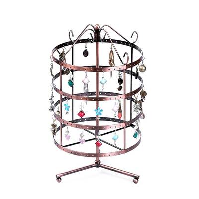 Iron 4 Tiers Rotating Jewelry Organizer Earring Holder Stand
