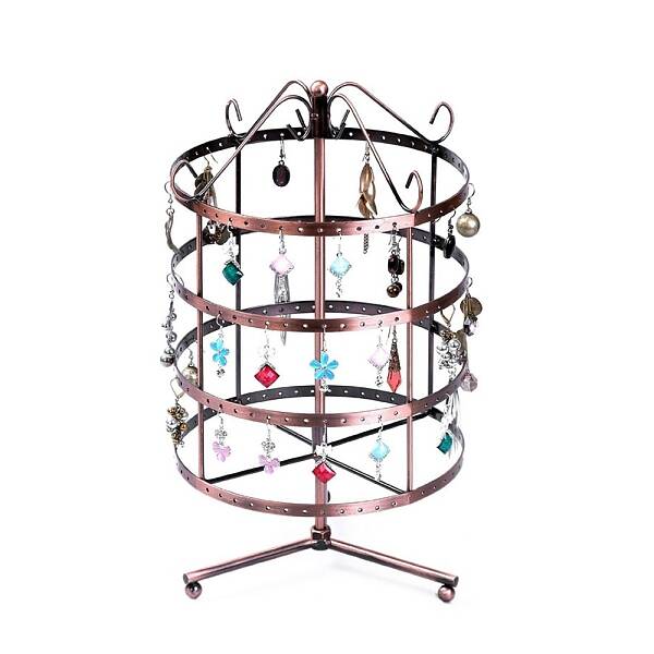 Iron 4 Tiers Rotating Jewelry Organizer Earring Holder Stand