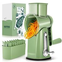 SUSTEAS Rotary Cheese Grater with Handle, 5 Designed Blades and Strong Suction Cup Base, Mandoline Slicing Kitchen Utensil Re...