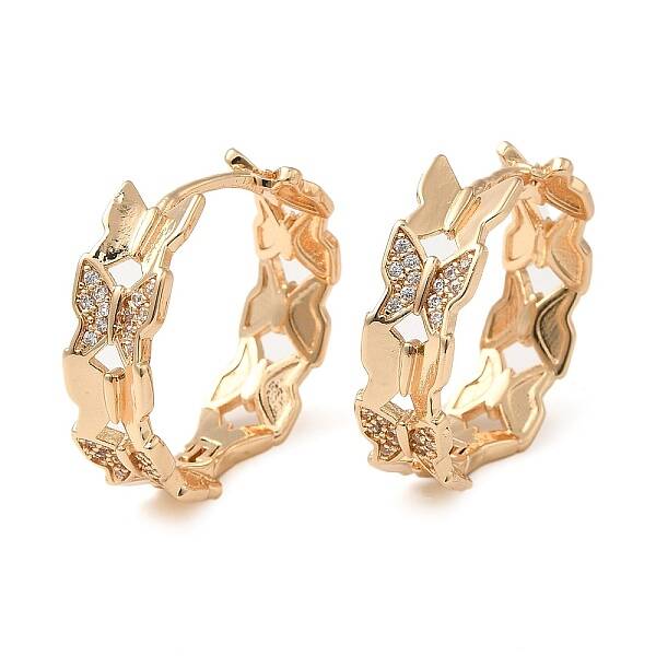 Brass Micro Pave Cubic Zirconia Hoop Earrings