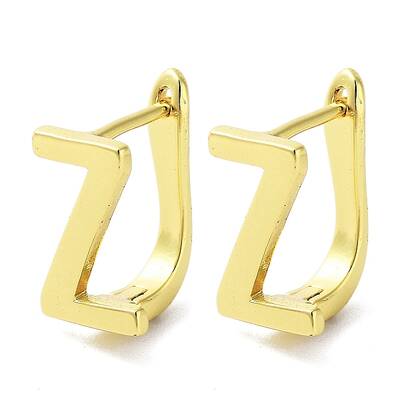 Brass Letter Stud Earrings for Women