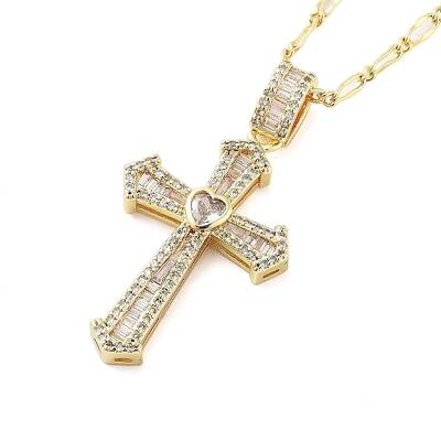 Brass Clear Cubic Zirconia Pendant Necklaces for Women