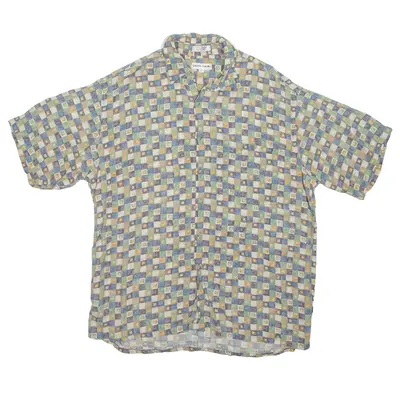PIERRE CARDIN Shirt Green Check Short Sleeve Mens L