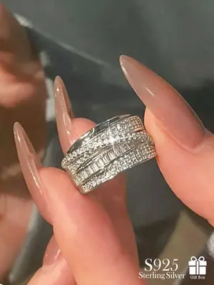 S925 Sterling Silver Ring, Multi-layer Wrapped Vintage Zircon Ring, Fashion Accessories for Women, Trendy All-match & Exqui...