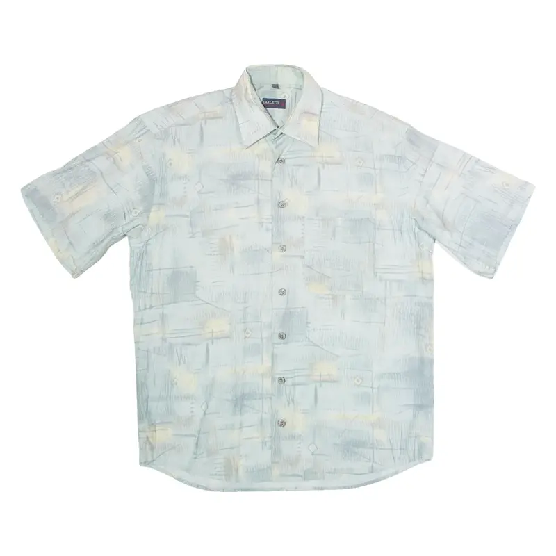 CARLETTI Mens Shirt Blue 90s Crazy Pattern L