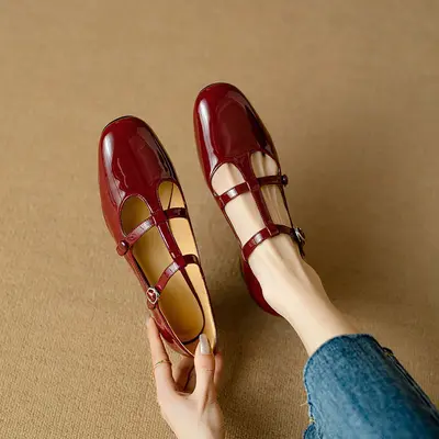 CHIKO Bandit Round Toe Block Heels T-Strap Shoes