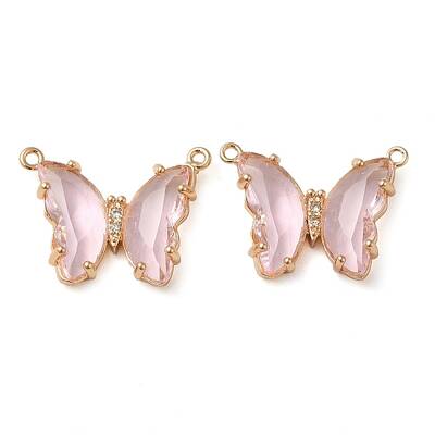 Brass Pave Faceted Glass Connector Charms