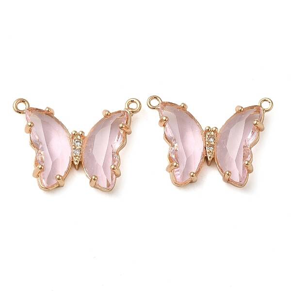 Brass Pave Faceted Glass Connector Charms