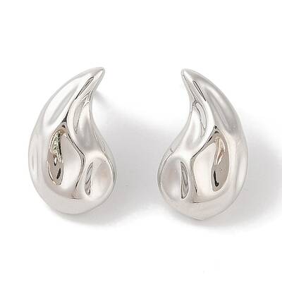 Teardrop Brass Stud Earrings for Women