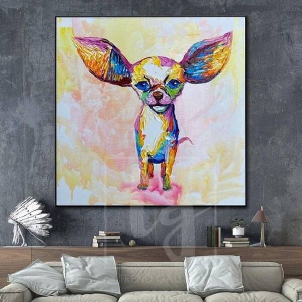 Original Dog Painting Chihuahua Painting Artwork Chihuahua Colorful Painting | WHIMSICAL CHI