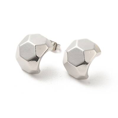 Hexagon Brass Stud Earrings