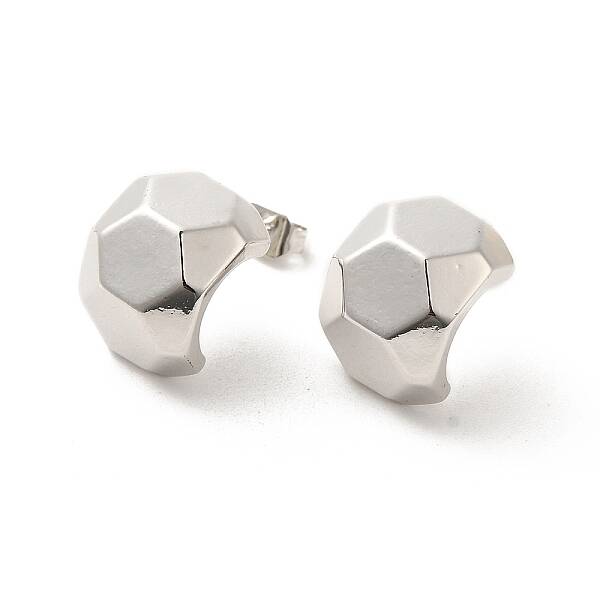 Hexagon Brass Stud Earrings