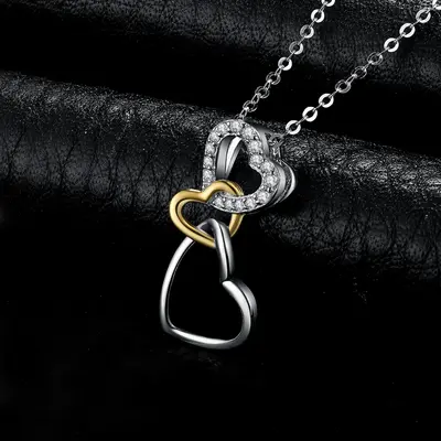 Exquisite Heart Love Knot 925 Sterling Silver Pendant Necklace with Cubic Zirconia - A Timeless Gift for Her