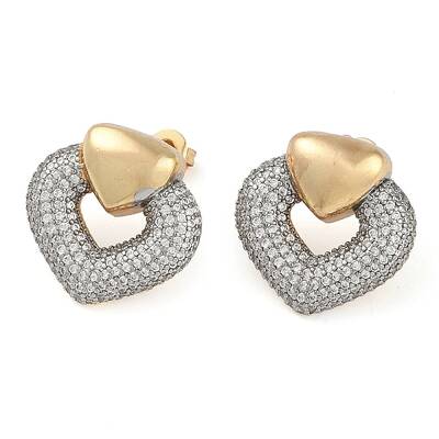 Heart Clear Cubic Zirconia Stud Earrings
