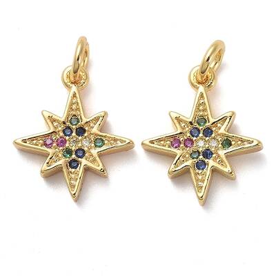 Brass Micro Pave Colorful Cubic Zirconia Charms