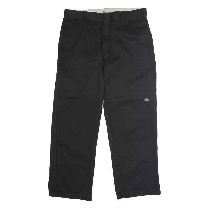 DICKIES Workwear Mens Twill Trousers Black Loose Straight W38 L32