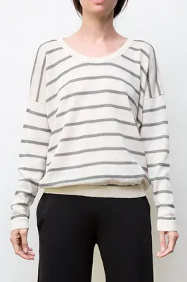 nini stripes pullover - cream / heather grey | Size: medium