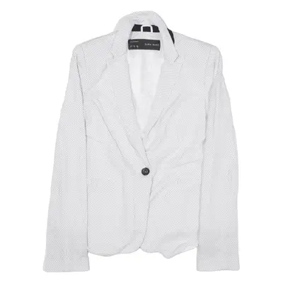 ZARA BASIC Blazer Jacket White Viscose Polka Dot Womens S