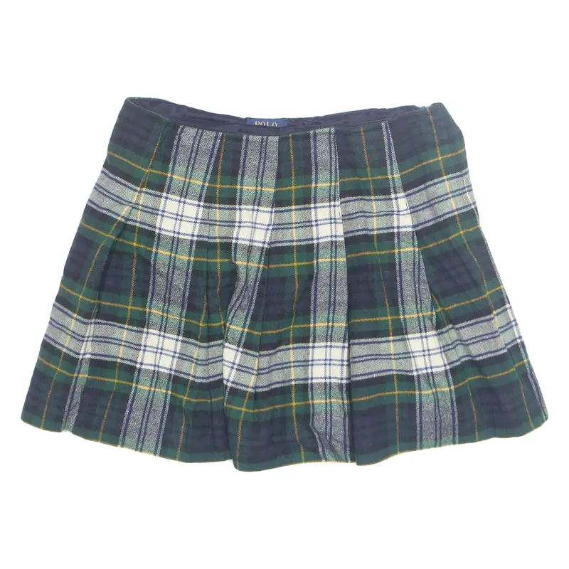 POLO RALPH LAUREN Girls Mini Skirt Green Short Plaid 12Y