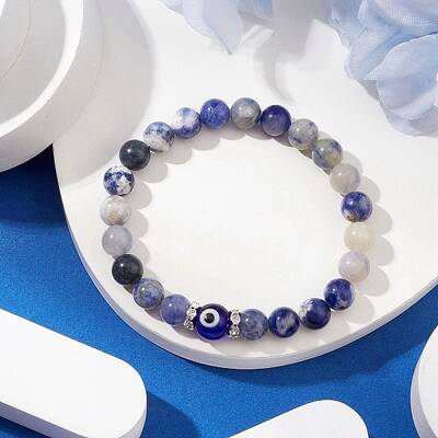 Natural Sodalite Beads Stretch Bracelets for Women Men