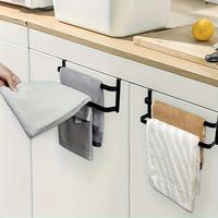 Kitchen Cabinet Towel Rack, 1/2 Counts Double Kitchen Towel Rack, Steel Cabinet Door Towel Rail, Bathroom Double Towel Rail R...