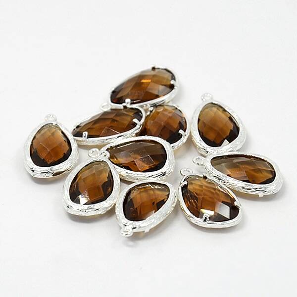 Silver Color Plated Brass Glass Pendants
