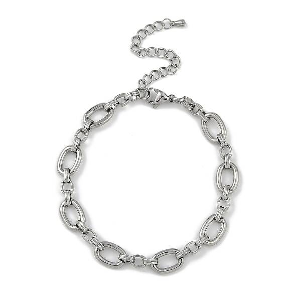Anti-Tarnish 304 Stainless Steel Oval Link Chain Anklets