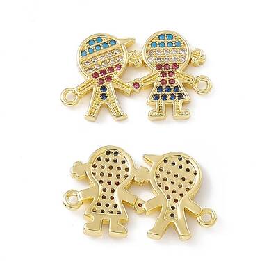 Brass Micro Pave Cubic Zirconia Connector Charms