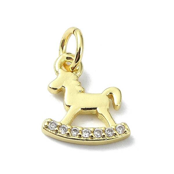 Brass Micro Pave Claer Cubic Zirconia Charms