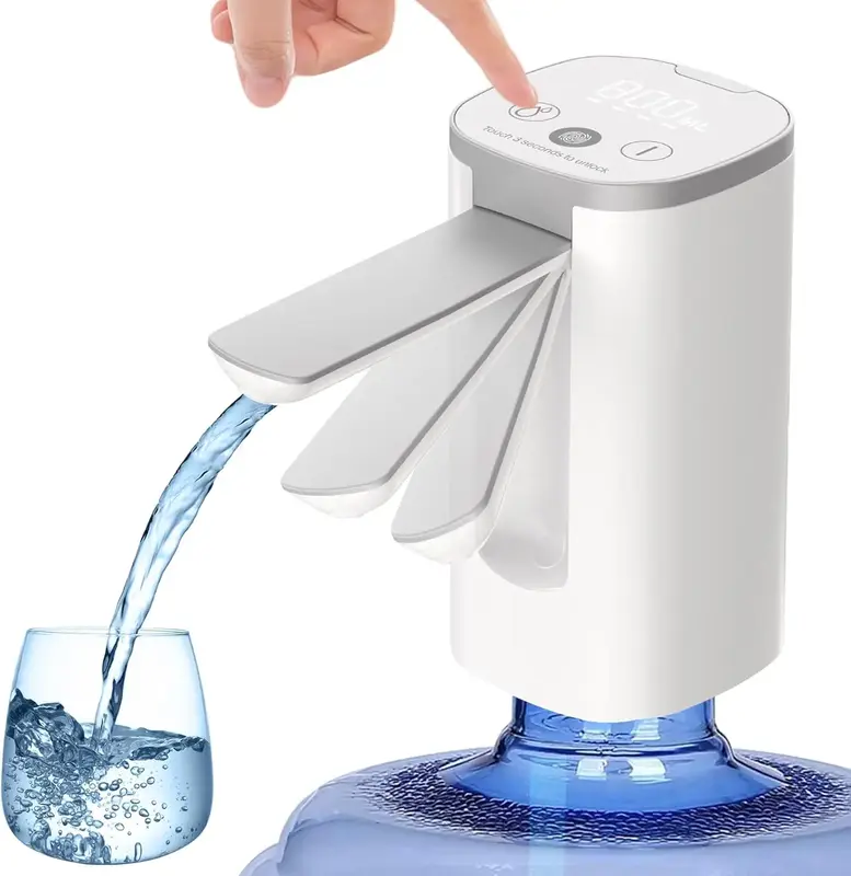 Folding Water Dispenser Pump,1200mAh Portable Smart Water Bottle Dispenser Pump, Smart LED Display,Rechargeable Electric Wate...