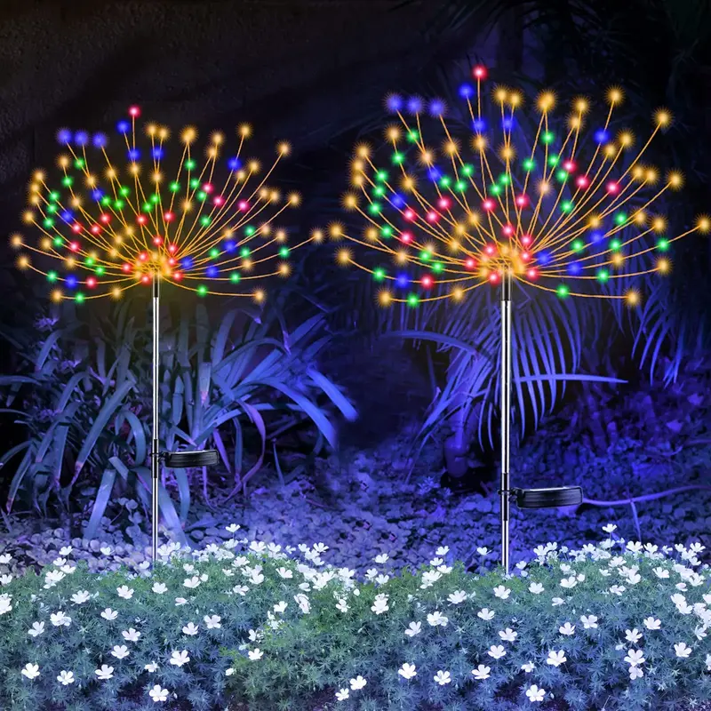 Solar Firework Light with Rainbow Tube, 120 LEDs Outdoor Solar Garden Decorative Lights IP65 Waterproof String DIY Landscape ...