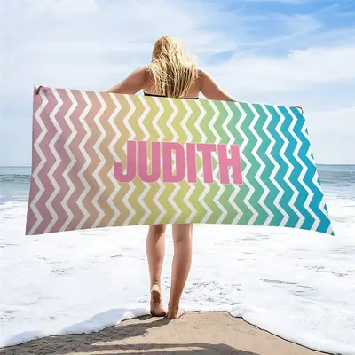 Personalized Name Colorful Beach Towel for Kids Gifts - Aperturee