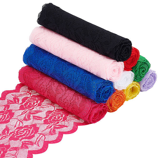 10 Bundles 10 Colors Polyester Flower Lace Trim