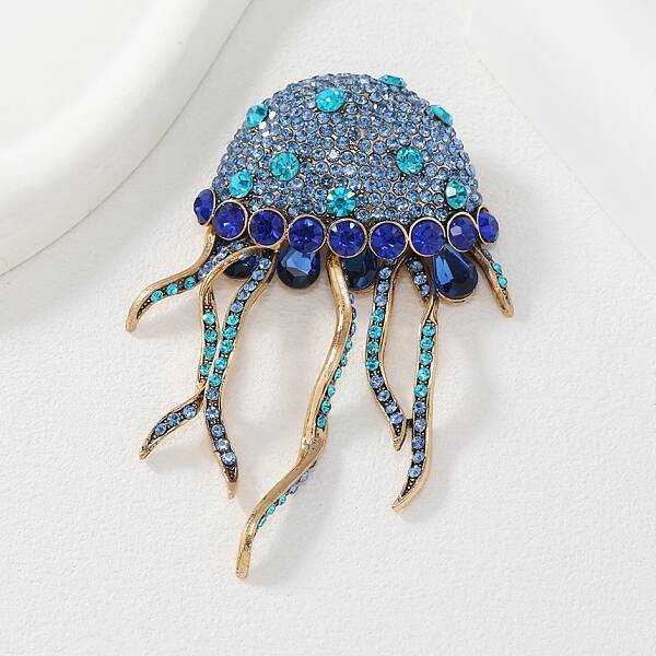 Jellyfish Alloy Rhinestones Tassel Brooches