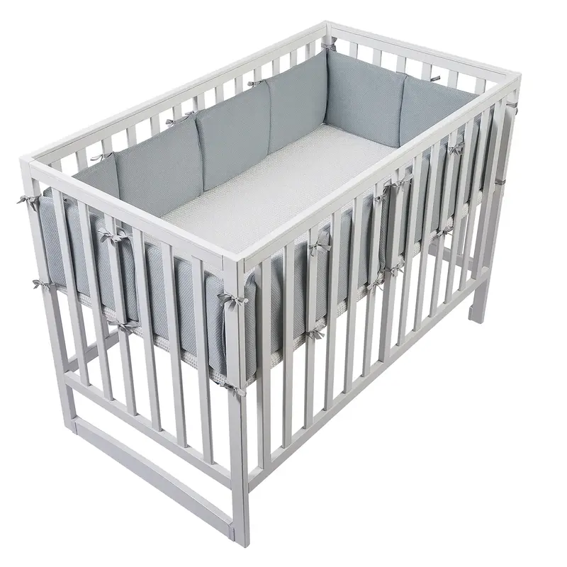 12 & 6 Pcs SoftTouch Square Breathable Crib Liner, Semi-Enclosed or Full Coverage, Easy-to-Remove & Fold Baby Comfort Mat, Bu...