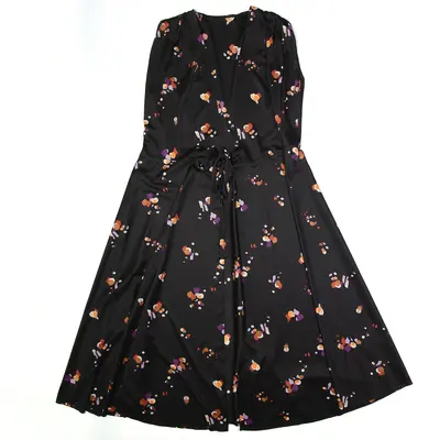 Handmade Pullover Black Spotted Sleeveless Long Wrap Dress Womens UK 16