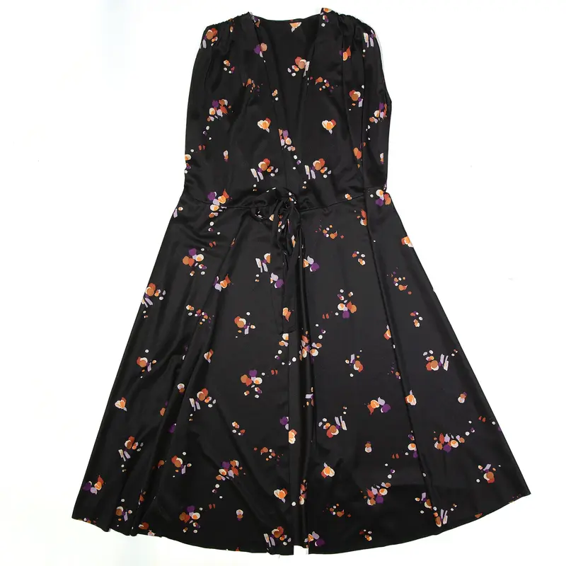 Handmade Pullover Black Spotted Sleeveless Long Wrap Dress Womens UK 16
