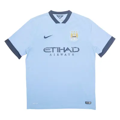 NIKE Manchester City Mens Football Shirt Jersey Blue V-Neck XL