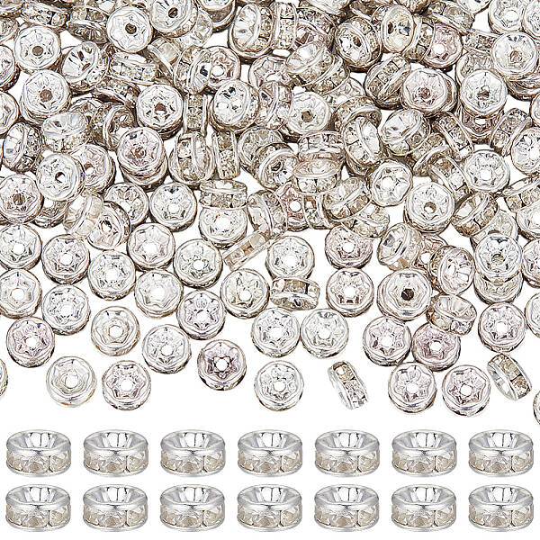 300Pcs Brass Rhinestone Spacer Beads
