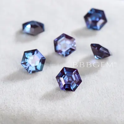 Wholesale Hexagon Cut Color Change Alexandrite June Birthstone