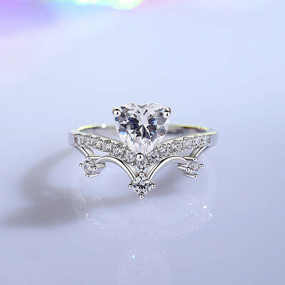 Rhodium Plated 925 Sterling Silver Micro Pave Cubic Zirconia Finger Rings for Women