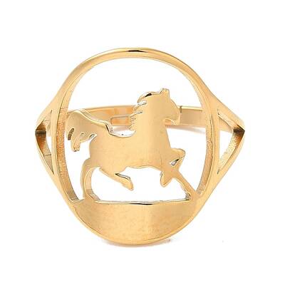 Ion Plating(IP) 304 Stainless Steel Horse Adjustable Ring for Women