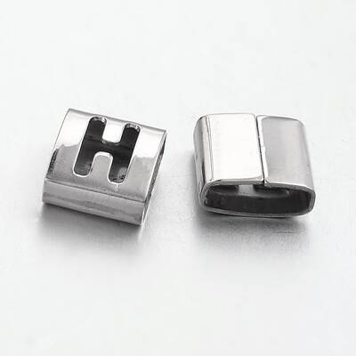 Tarnish Resistant Letter Style 201 Stainless Steel Square Slide Charms