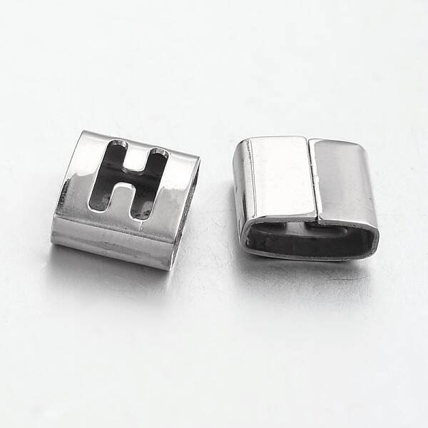 Tarnish Resistant Letter Style 201 Stainless Steel Square Slide Charms