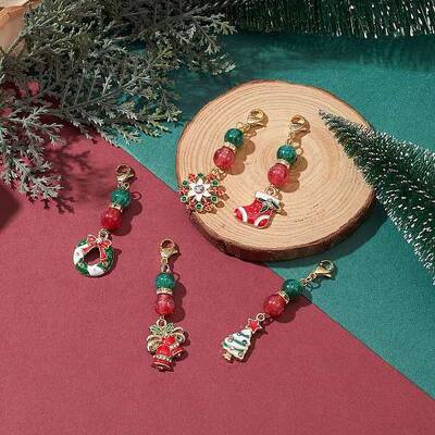 Christmas Alloy Enamel & Resin Pendant Decorations