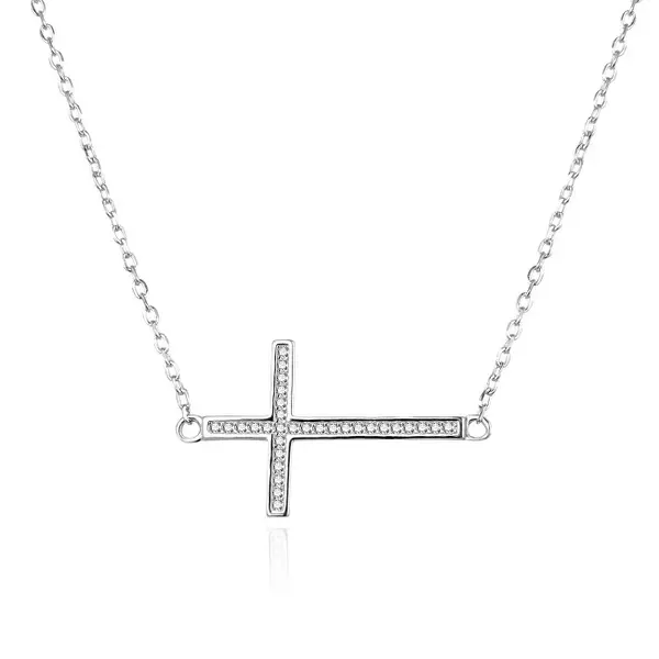 Agato Silver Necklace Cross with Zirconia AGS1541/47