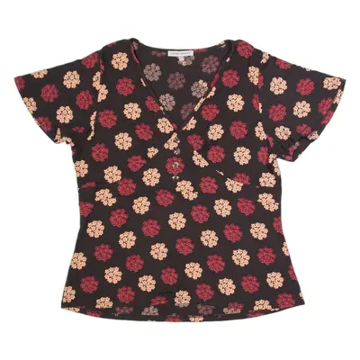 LAURA ASHLEY Womens Printed Top Black V-Neck Floral UK 18